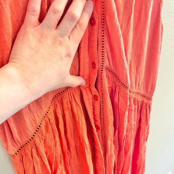 Anthropologie Nia Tunic Womens Size Medium Orange Sleeveless Button Down Top - Picture 6 of 10